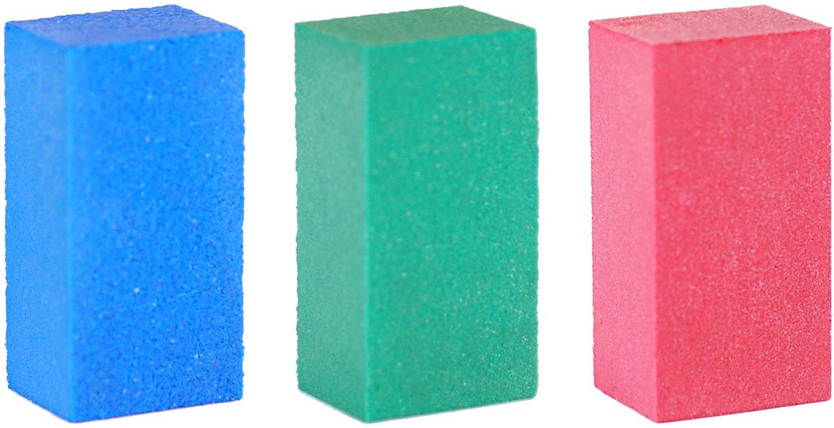 SnelShoppen - Gummy Trio Rubber Schurende Stenen Set - Blauw, Groen, Rood - 50x25x20mm - Perfect voor Schuren en Afwerken van Hout, Creatieve Projecte