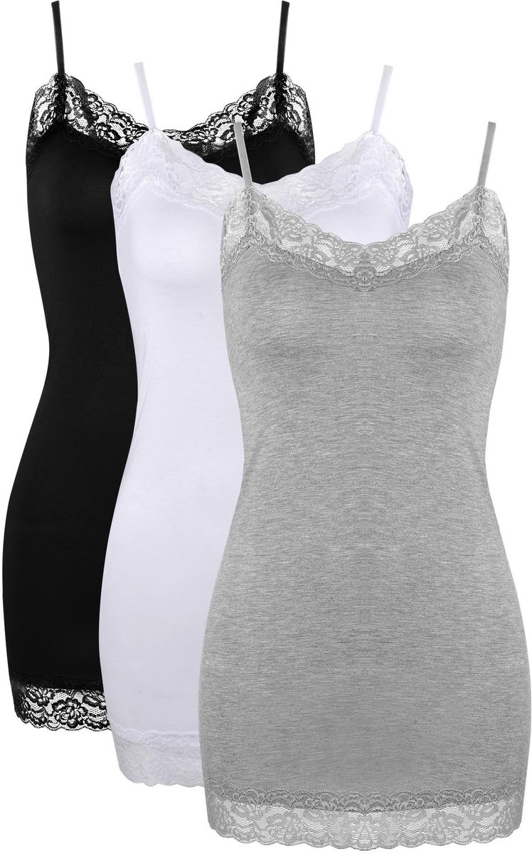 Dailygoods - Tanktop voor Dames - Comfortabele Camisole - Zwart, Wit en Grijs - Spaghettibandjes - Ademend en Rekbaar - Geschikt voor Elke Gelegenheid