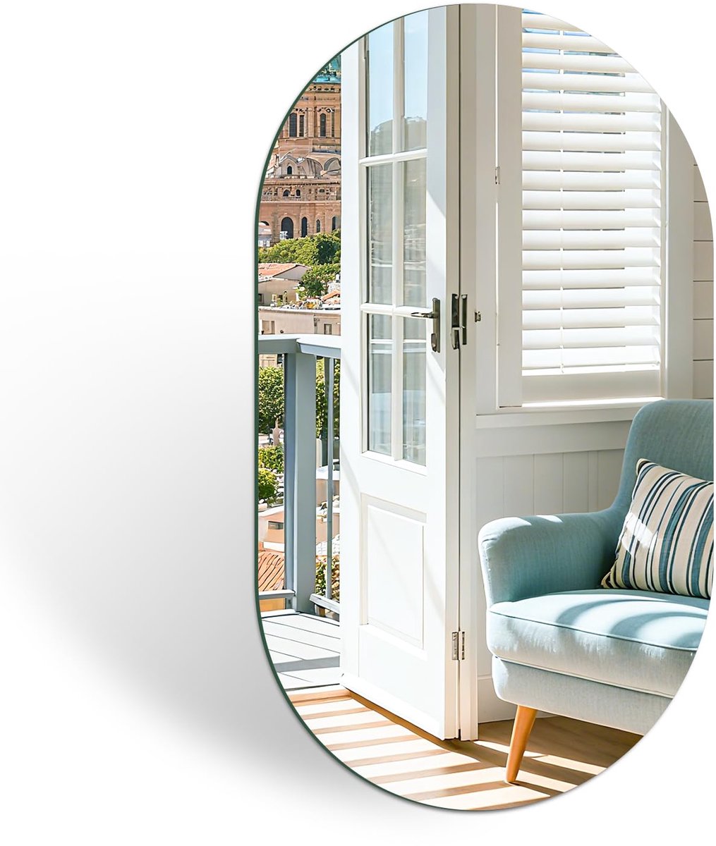 Dailygoods - Ovale Wandspiegel van Glas - Frameloze Spiegel voor Badkamer en Woonkamer