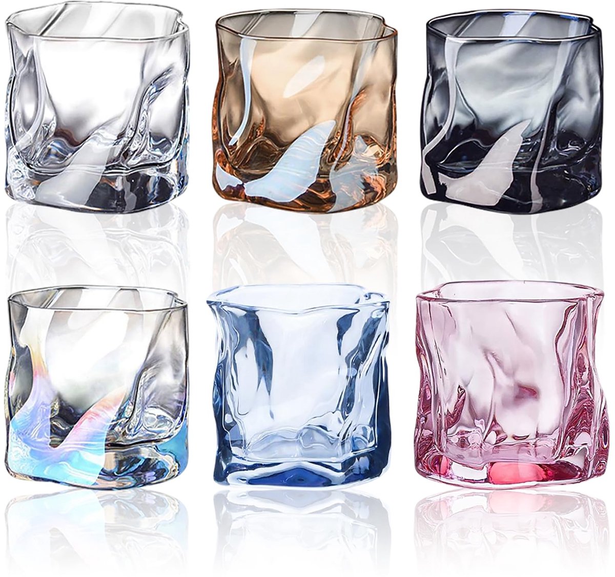 Dailygoods - Set van 6 Glazen Drinkglazen - 200 ml Onregelmatige Whisky- en Cocktailglazen