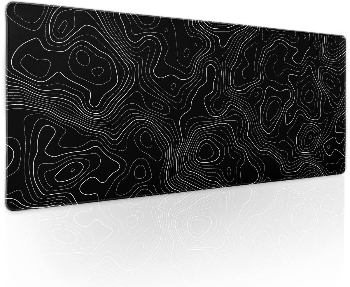 Dailygoods - Gamer Muismat XL - Topografische Contouren met Antislip Rubber Basis