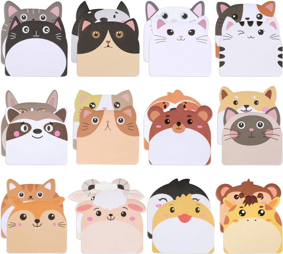 Dailygoods - Set van 24 Kindvriendelijke Plaknotities - Dierenvormige Notitieblokjes