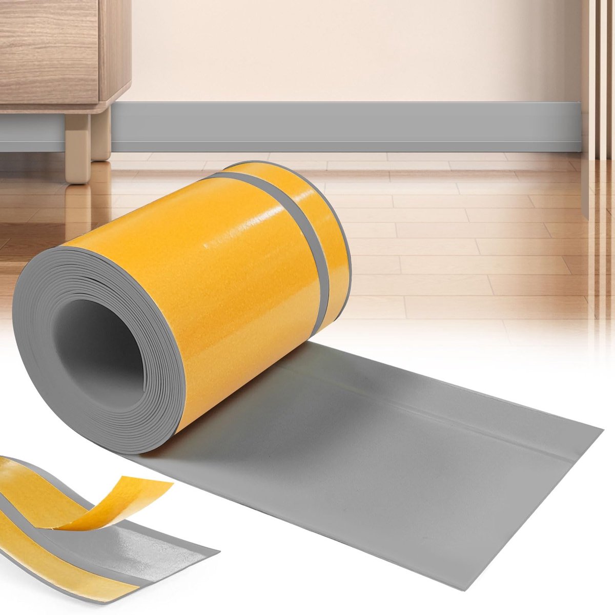 Dailygoods - Zelfklevende Plinten 80mm x 20mm x 3m - Flexibel en Waterdicht voor Badkamer en Keuken
