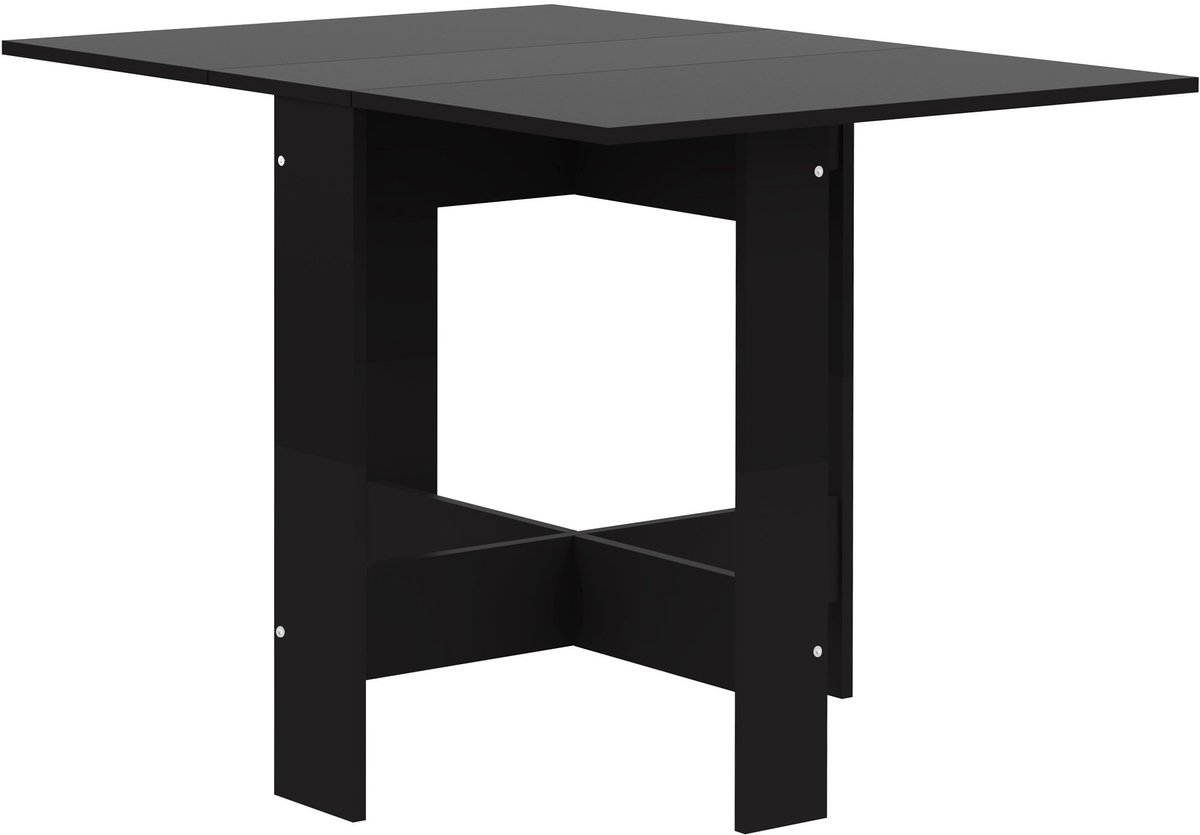 SnelShoppen - Vlinder Klaptafel met 2 Kleppen - Melamine Spaanplaat - Zwart - 103/67/28 x 76 x 73,4 cm - Ideaal voor Tuin, Feest, Camping en Keuken
