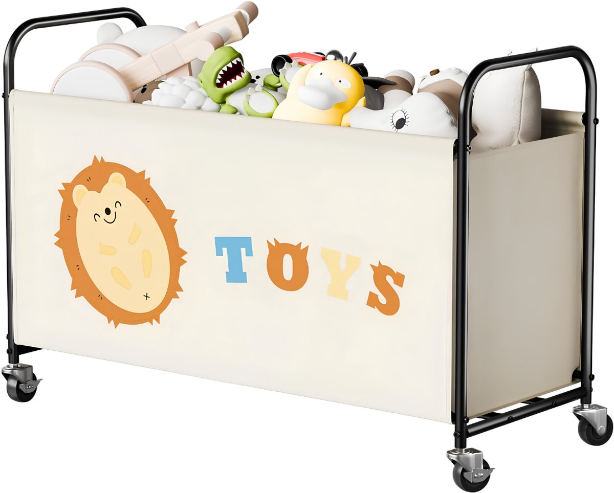 JCP® Speelgoedkist - 135L - Speelgoedkist op Wielen - Speelgoedopberger - Beige - 84cm x 33cm x 59cm