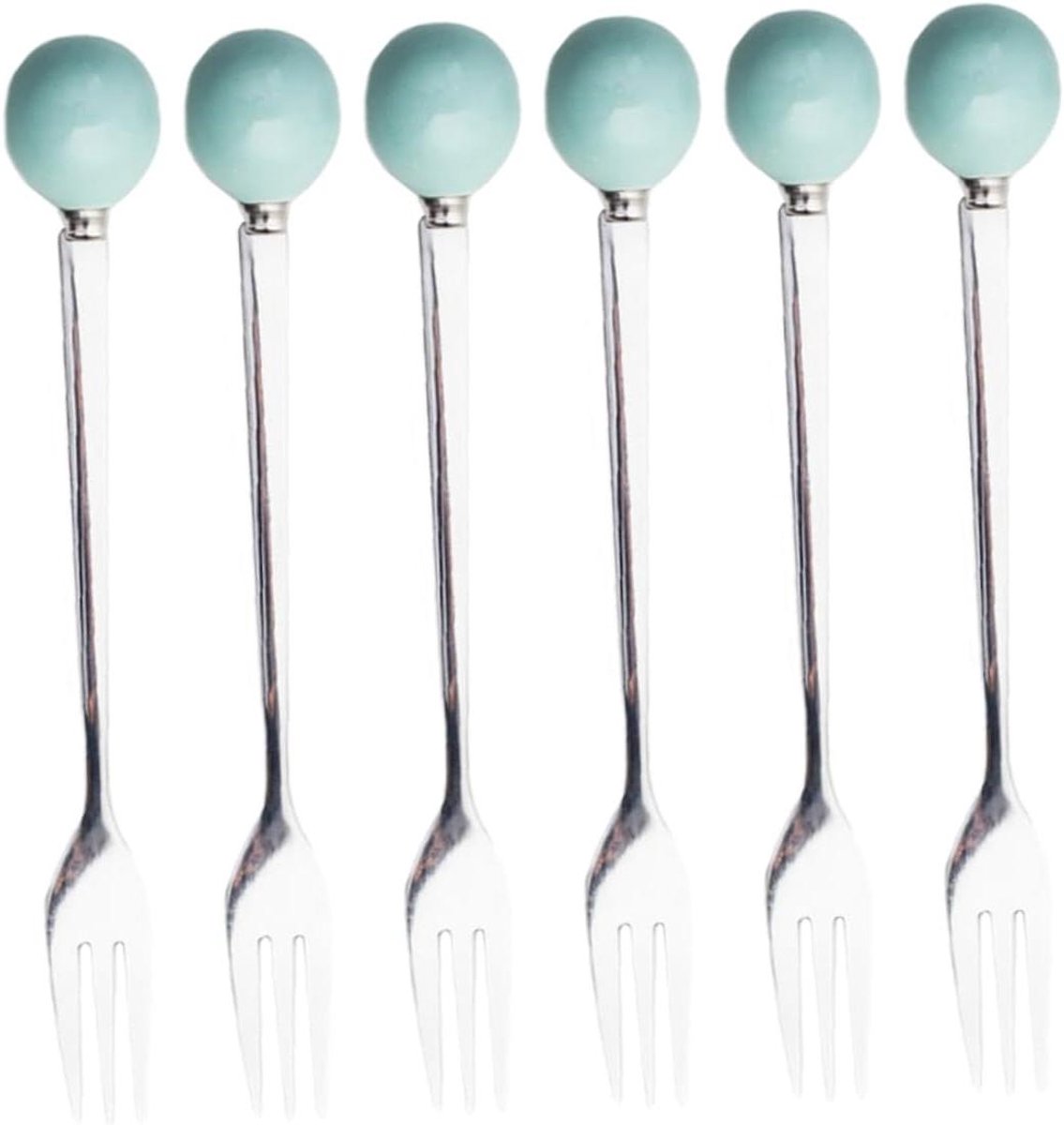 Dessertvorken Set - Cakevorkjes Gebakvorken - Taart Serveren - Keramische Handvatten - 145 cm - Blauw