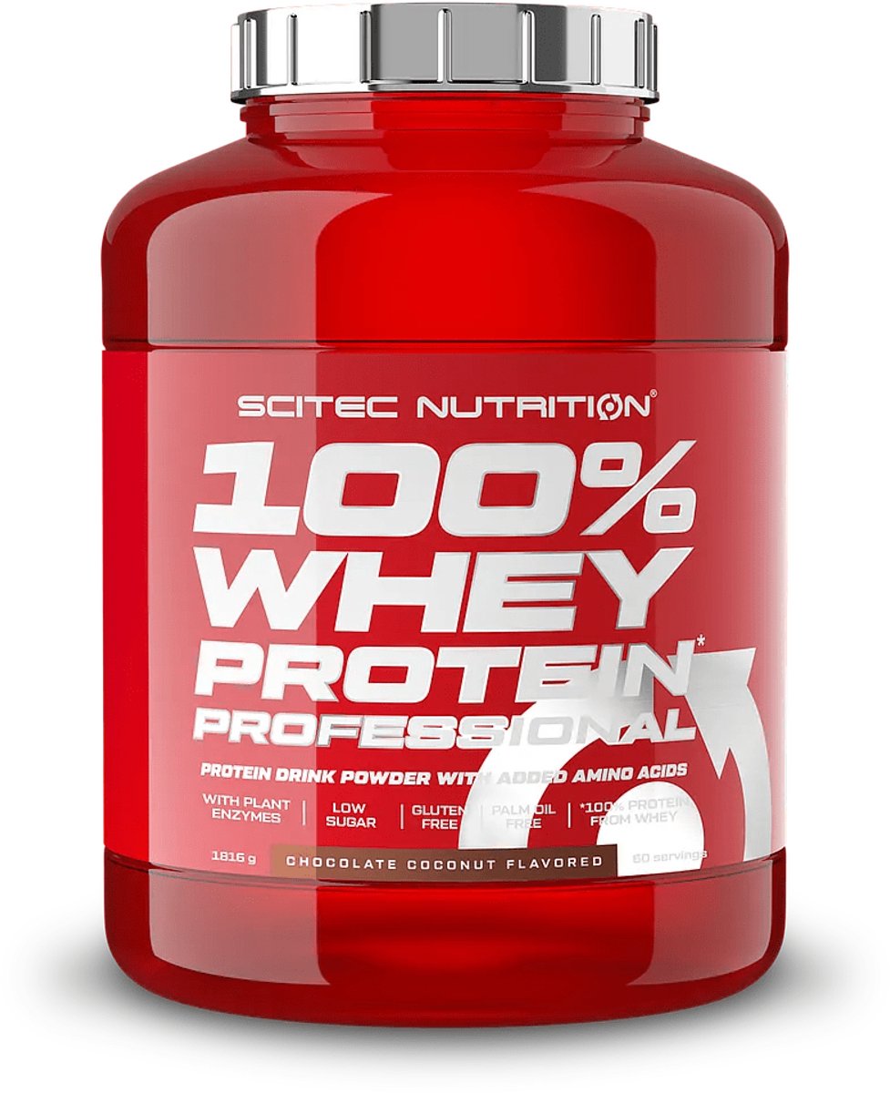 Scitec Nutrition® - 100% Whey Protein Professional (1816 gram - Chocolate/Coconut) - Chocolade/Kokos - 60 eiwitshakes - Premium proteine poeder - eiwitpoeder met aminozuren