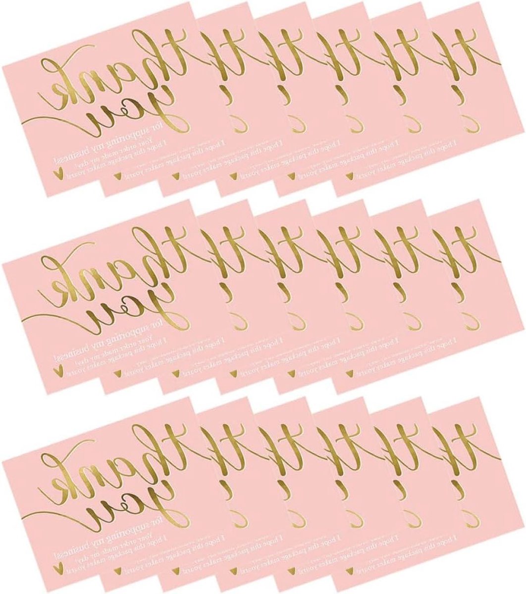 Bedankkaartjes - Kleine Bedrijven - Oprechte Dankbaarheid - Personaliseerbare Achterkant - 50 Stuks - Roze