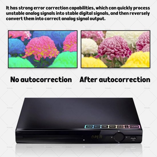 Regio Vrije DVD Speler - Mediaspeler Home Cinema - Film Kijken - 1080P High Definition - 280x200x38mm - Zwart — afbeelding 2