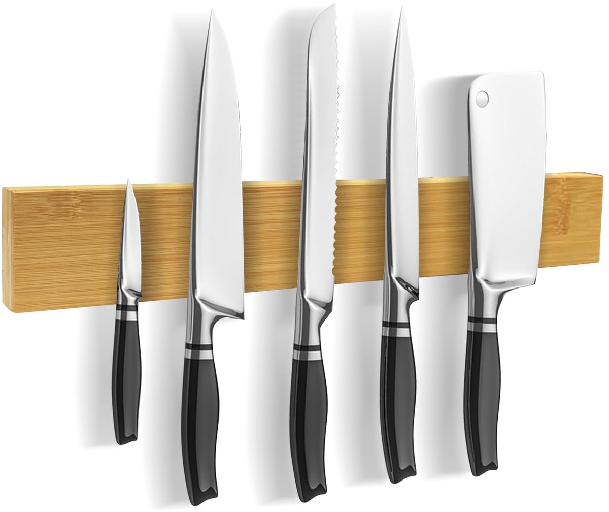 SnelShoppen - 40 cm Messenhouder Keuken, Magnetische Muurstrip voor Messen, Sterke Magneetstrip met Schroeven en Lijm, Ideaal voor Keukenaccessoires,