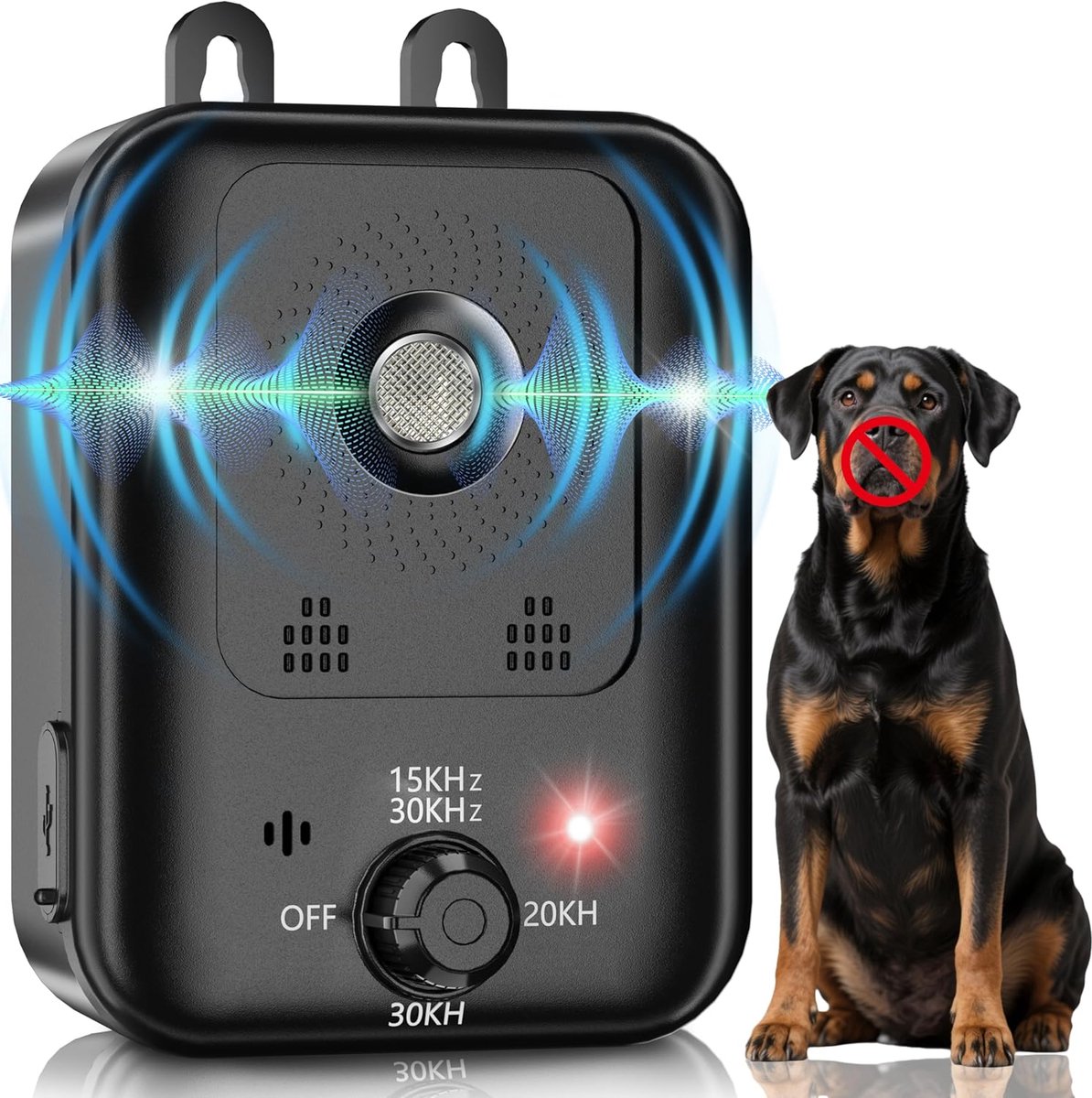 Anti-blafapparaat voor honden, automatisch blafwerend apparaat met 3 standen, oplaadbaar ultrasoon blafwerend apparaat (blafbox), effectief middel om blaffende honden binnen en buiten te stoppen