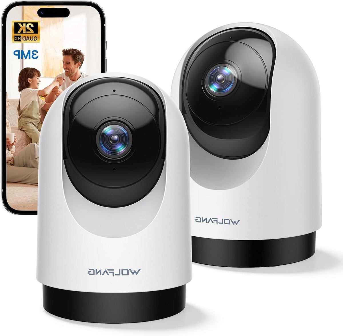 Beveiligingscamera Binnen - WIFI Camera Huis - Huis Bewaken - 360 Graden Rotatie - 3MP Resolutie - Wit