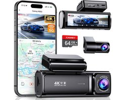Camsy K803 Dual Dashcam voor auto - 4K & 1080p - Voor en achter Camera - WiFi en Gps - 3,59 inch LCD met App - Sony Sensor - Nachtzicht - Parkeerbewaking - G Sensor - Loop opname