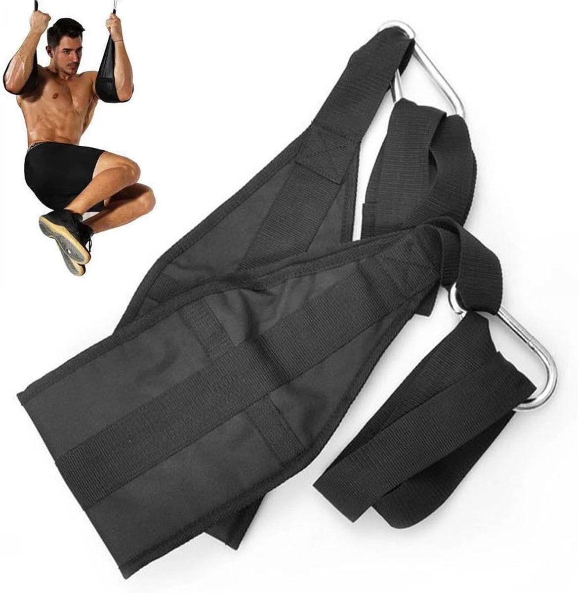 Buikspierbanden - Ab straps - Core training - Verstelbare schouderbanden - N.v.t. - Zwart