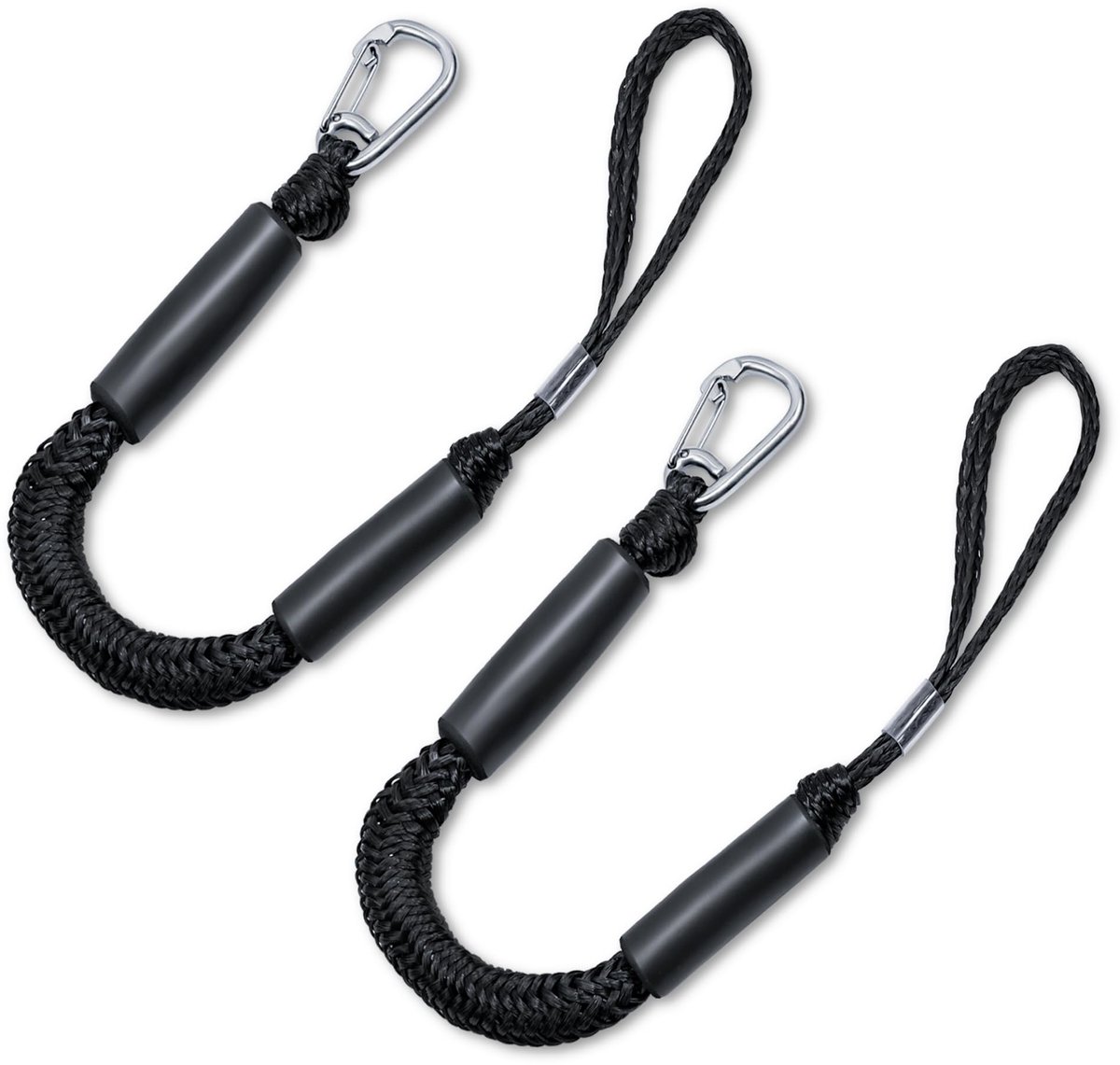 SnelShoppen - Bungee Boat Mooring Lines 3FT, Bungee koorden met haken 1800 lbs breuksterkte, 2 karabijnriemen voor ATV, boot en pick-up truck - 2 stuk