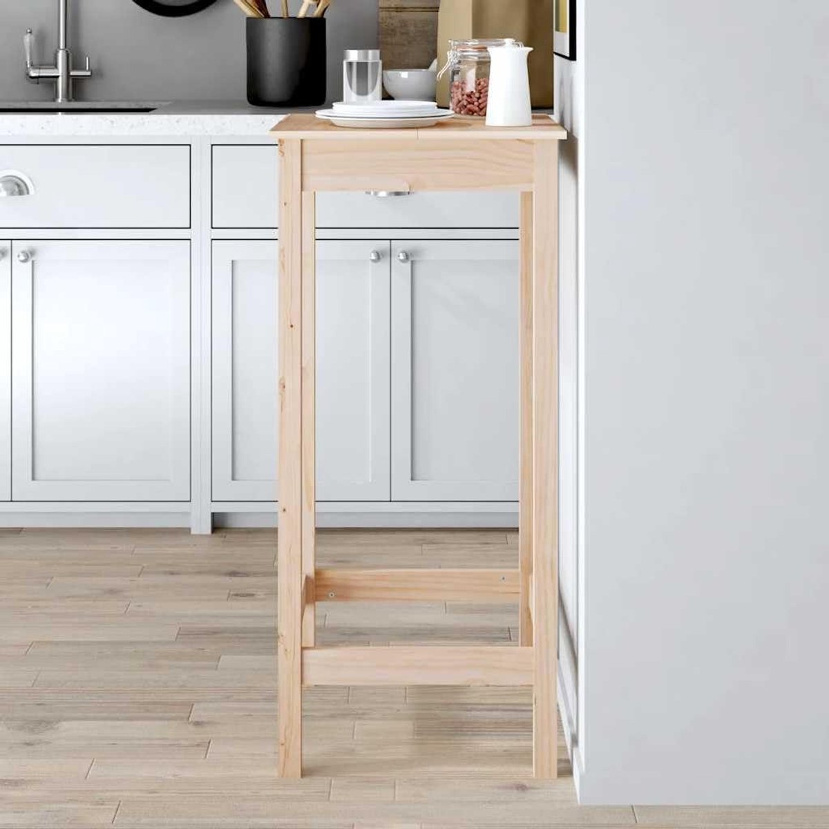 Bartafel Massief Grenenhout - Hoge Tafel - Gezellig Tafelen - Stabiel Houten Frame - 50 x 50 x 110 cm