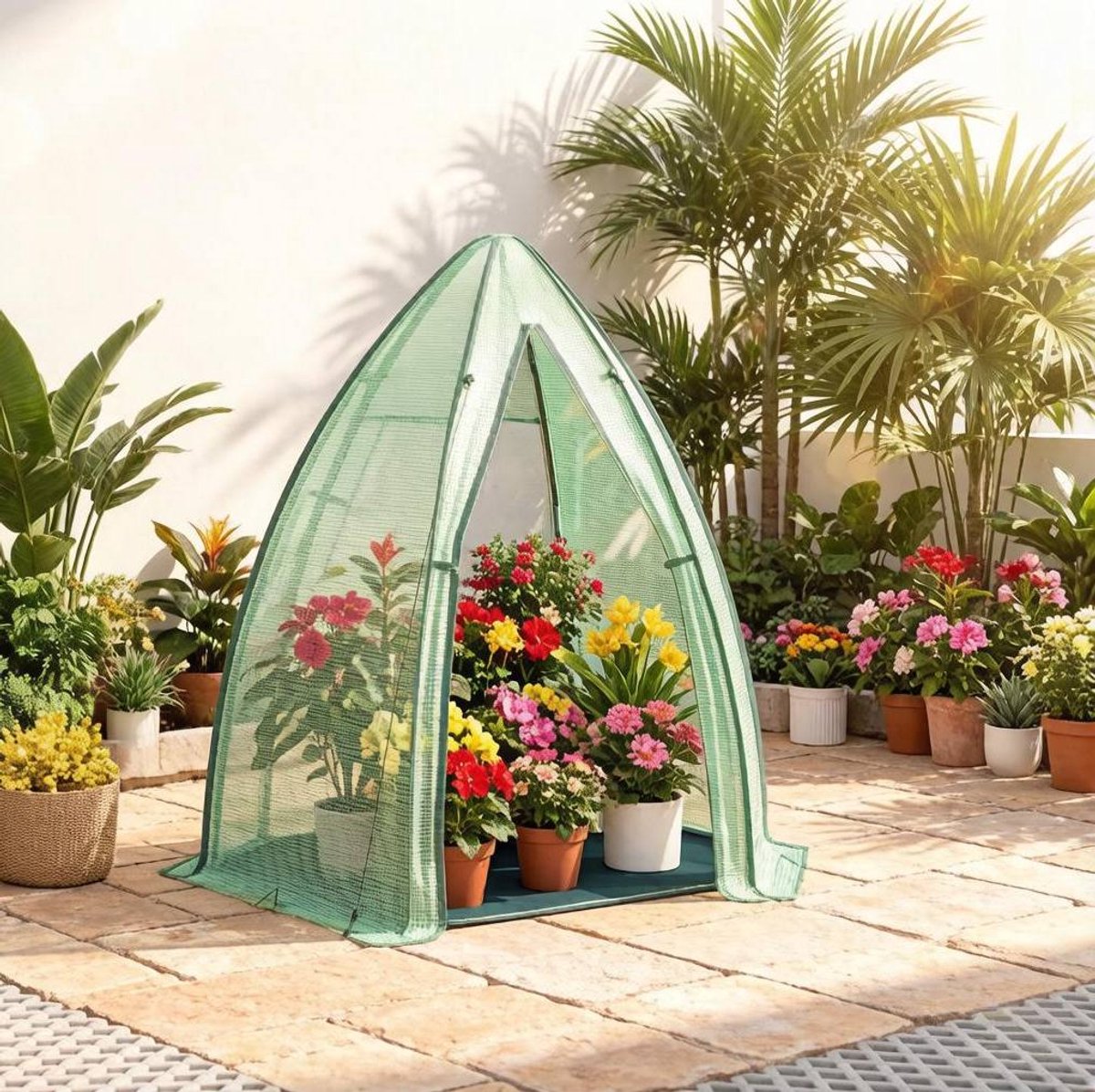 FloraGrace Tomatenkas – 160 x 160 x 180 cm – Met Grondzeil En Ritsdeur – Polyetheen En Staal – Groen – Voor Balkon Tuin En Terras