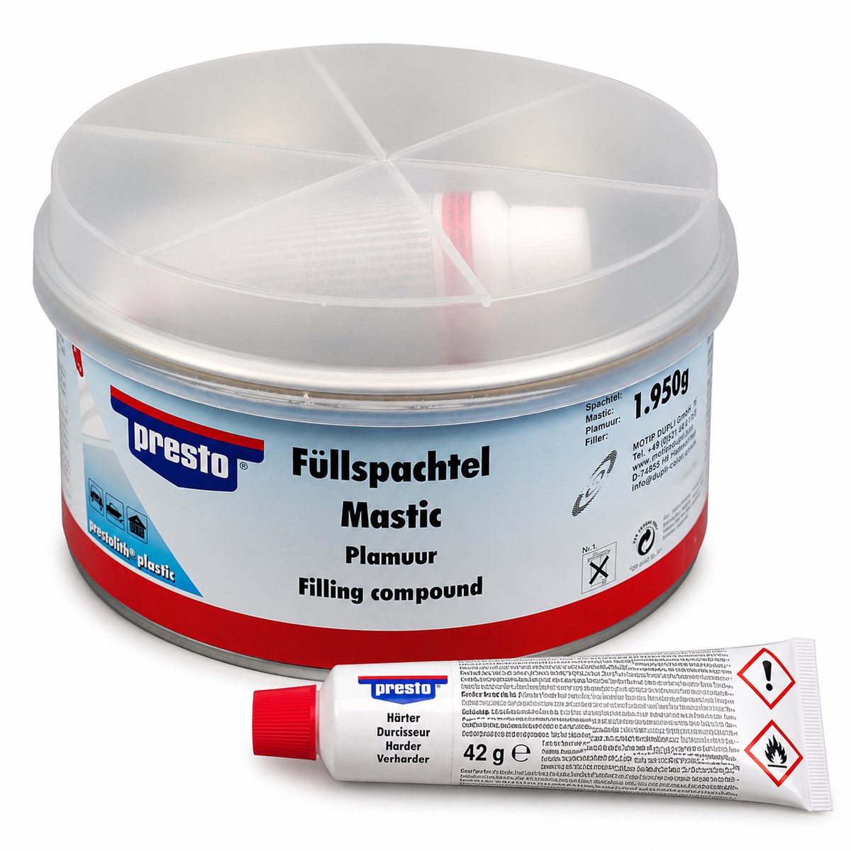 Presto Polyester Staalplamuur – 2KG | Universele 2-Componenten Plamuur voor Metaal - Hout - Beton