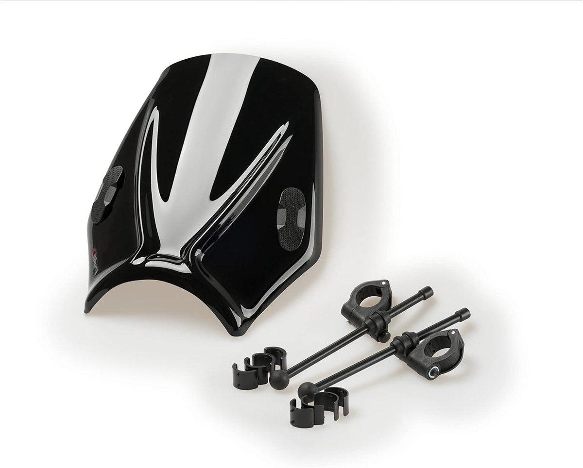 Motorfiets Windscherm - Kuipruit Deflector - Rijcomfort Verbeteren - UV-bestendig Acryl - 285 mm x 320 mm - Zwart