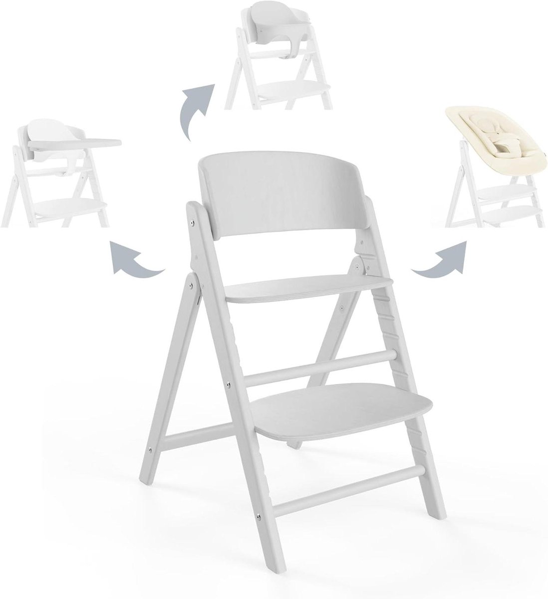 Kinderstoel - Meegroeistoel Stoel - Eten Zelfstandig - 4-in-1 Set - 77.5 cm - Wit