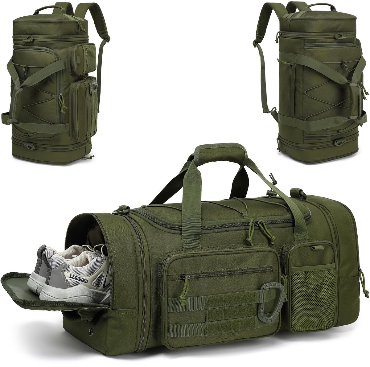 SnelShoppen - Multifunctionele reistas voor heren, groen, 50 l, tactische reisrugzak, waterdicht, lichtgewicht, ideaal voor camping, reizen en outdoor