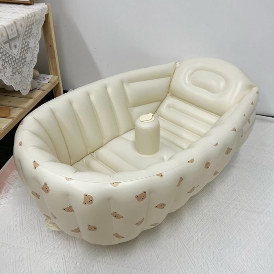 Opblaasbaar peuterbad - Kinderbadje zwembad - Veilig baden - Snel op te zetten - 90x55x30cm - Blauw — afbeelding 3