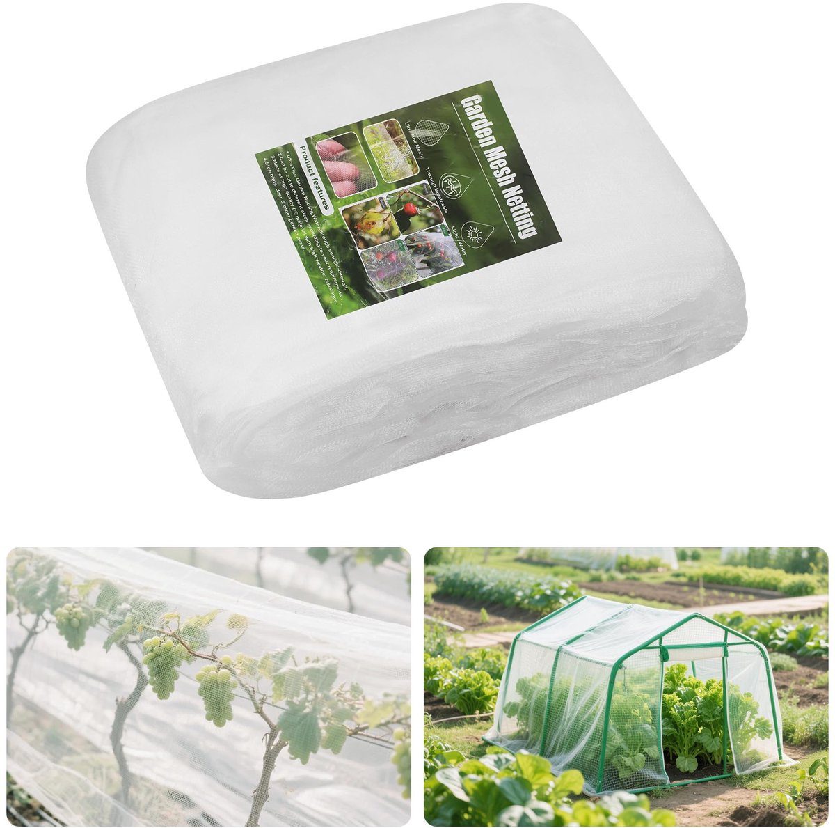 SnelShoppen - Groentebeschermingsnet 3 x 10 m - Insectenwerend Plantenbeschermingsnet voor Groenten, Fruit en Bloemen - Bescherming tegen Kleine Diere