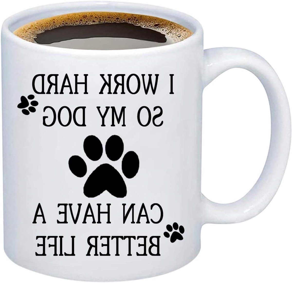 Koffiemok Hond - Hondenmok Cadeau - Ochtendkoffie Drinken - Bedrukt aan Beide Zijden - 11 oz - Wit