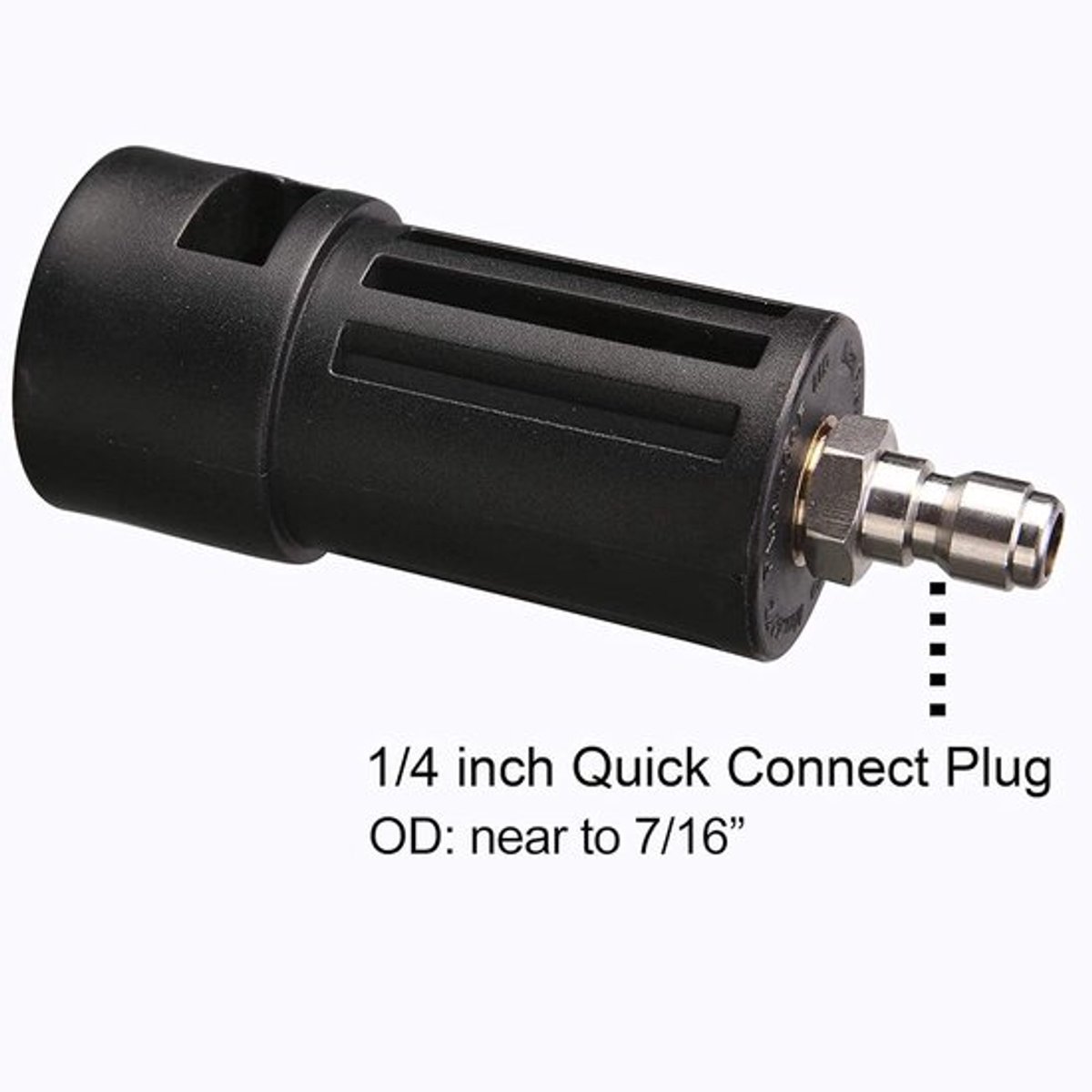 Adapter voor hogedrukreiniger met 1/4" snelsluiting en vervangend accessoire, geschikt voor hogedrukreinigers.