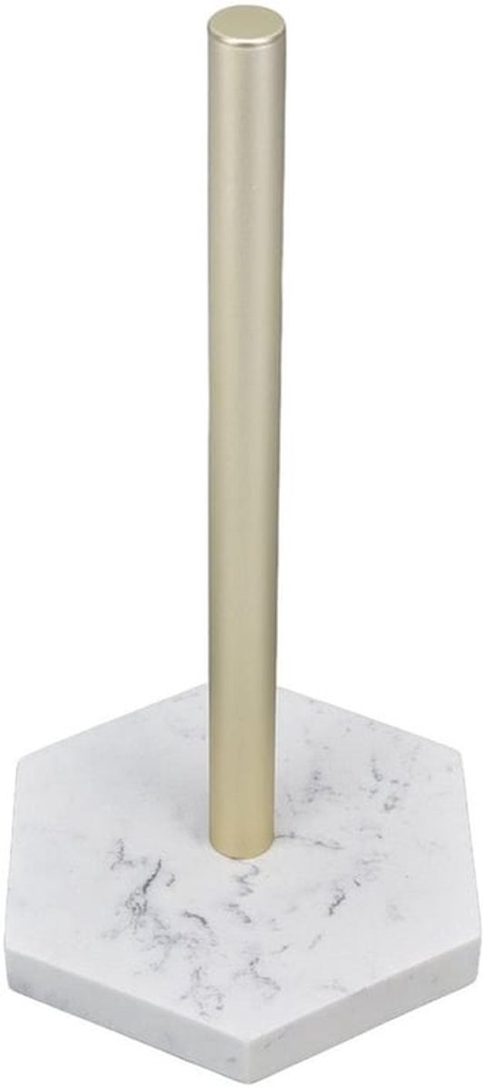 Handdoekhouder Gouden Aluminium - Papieren Handdoekhouder - Keukenrolhouder Staand - Handdoekdispenser - Keukenrolorganisator - Simulatie Marmeren Basis
