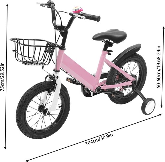 Kinderfiets - Meisjesfiets Kinderfiets - Leren Fietsen - Met Zijwieltjes - 14 inch - Roze — afbeelding 4