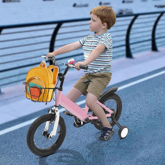 Kinderfiets - Meisjesfiets Kinderfiets - Leren Fietsen - Met Zijwieltjes - 14 inch - Roze — afbeelding 2