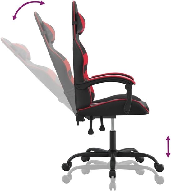 Gaming Stoel Kunstleer - Race Stoel - Comfortabel Gamen - Verstelbare Rugleuning - 14.55 kg - Zwart Rood — afbeelding 5