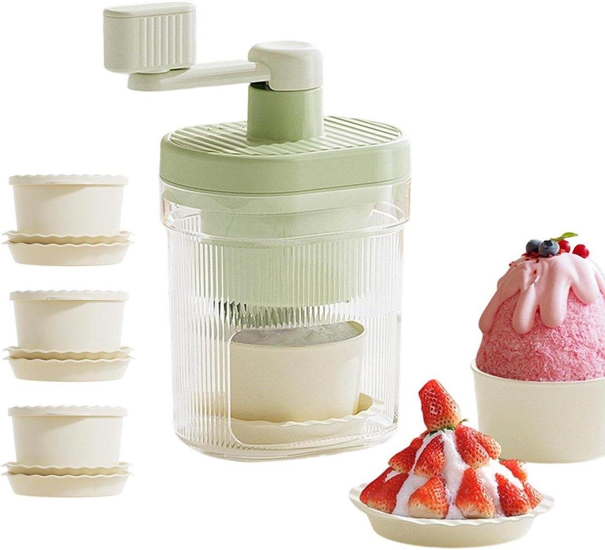 IJsschaafmachine Handmatig - Sneeuwconemachine Slushies - Desserts Maken - Roestvrijstalen Messen - 12x23 cm - Wit