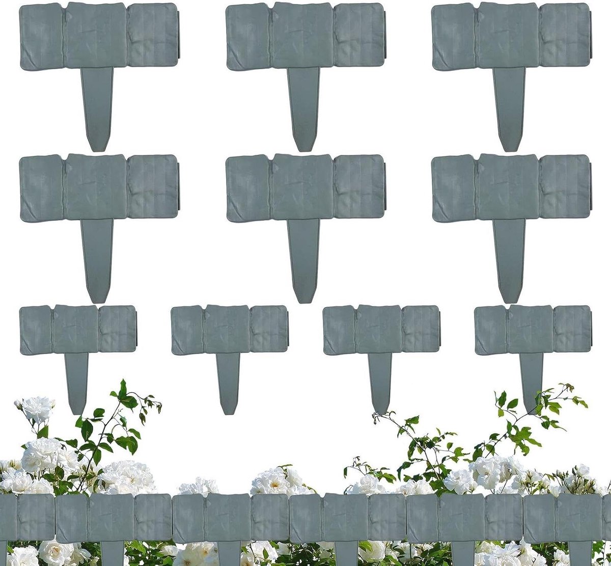 Landschapsafscheiding - Tuinranden set - Tuin zones scheiden - Flexibel en decoratief - 10 stuks 25cm - Donkergrijs