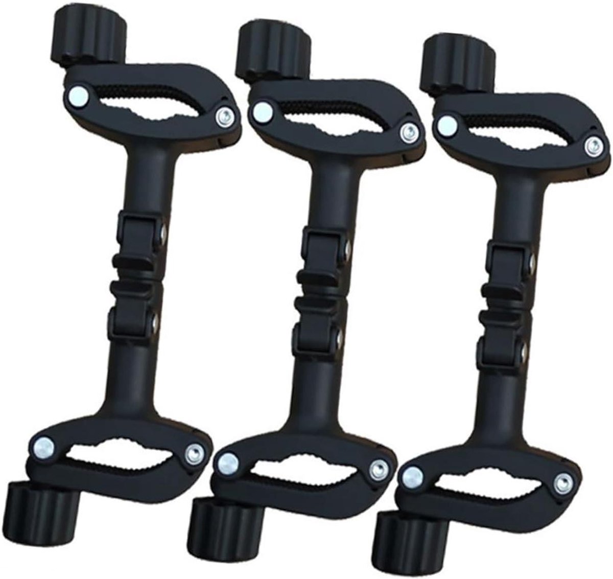 Kinderwagen Connectoren - Dubbele Koppeling - Reizen met twee - Verstelbare Lengte - 20 cm - Zwart