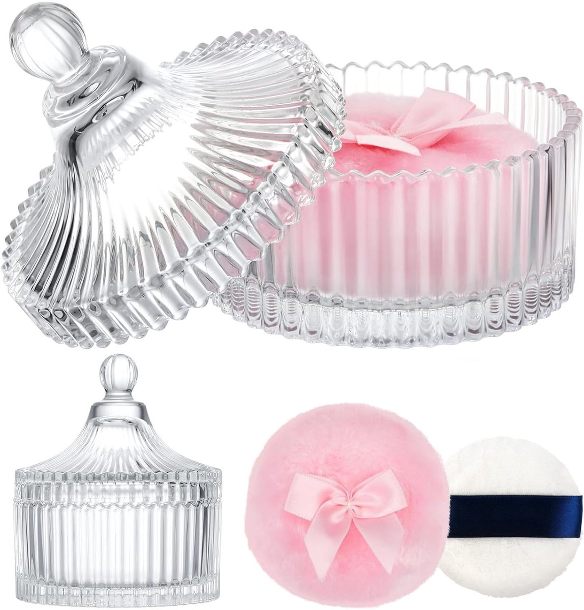 SnelShoppen - 3x Lege Glascontainers voor Babypoeder - Ideaal voor Reizen, Geschenken en Thuisgebruik - Wit, Voor Pasgeborenen en Vrouwen