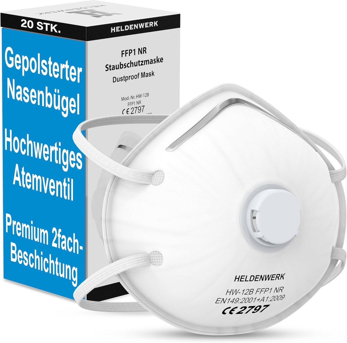 SnelShoppen - Adembeschermingsmasker FFP1 - 5, 10 of 20-delige set - Perfect aanpasbaar stofmasker voor slijpen, fijnstof, klussen, tuinwerk, en meer