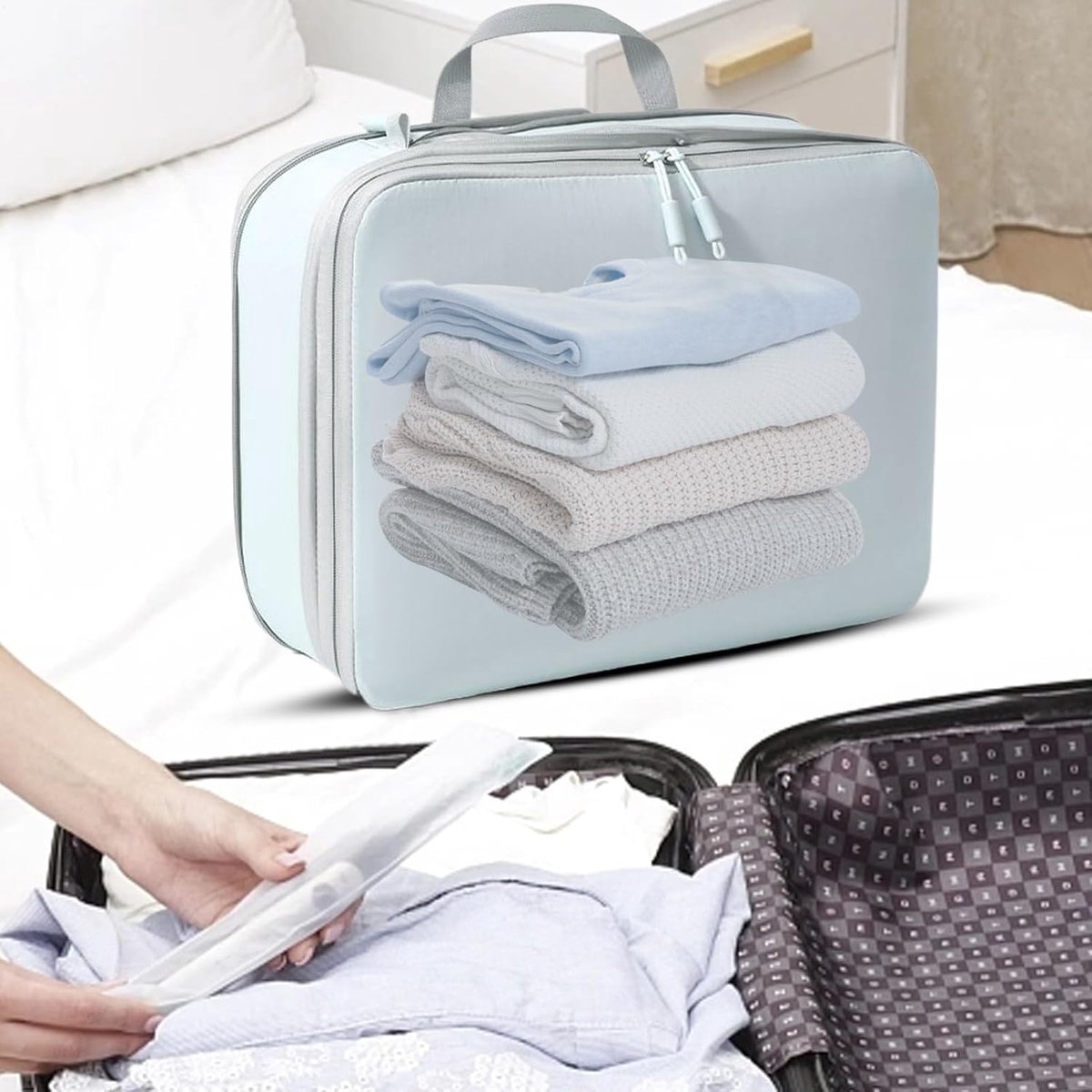 Compressiezak Kleding - Reis Organizer - Ruimte Besparen - Waterdicht Stofdicht - 41x31cm - Blauw