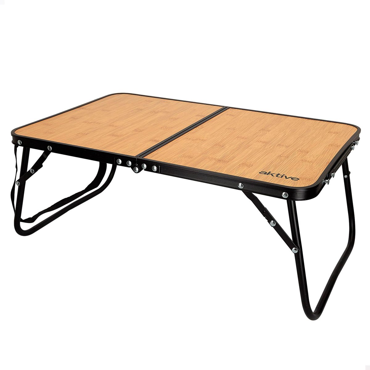 SnelShoppen - Draagbare Klaptafel voor Camping en Picknick, Houten Design, Aluminium, Compact 60x40x25 cm, Ideaal voor Buiten, Tuin, Feest, Lichte Taf