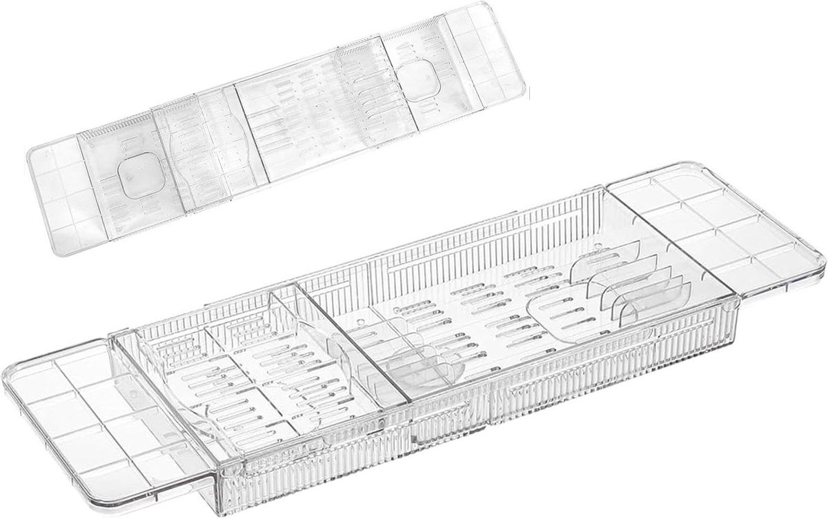 Uitbreidbare Badkuipbak - Bad Tafel Tray - Ontspannen in Bad - Verstelbaar Ontwerp - Tot 81 cm - Transparant