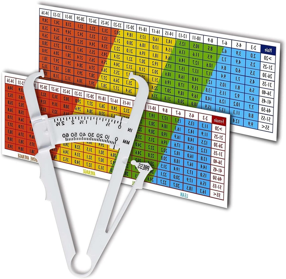 Vetpercentage Meter - Huidplooimeting Schuifmaat - Gewichtsbeheersing Bijhouden - Snelle Nauwkeurige Aflezing - 16cm Lang 30g - Wit