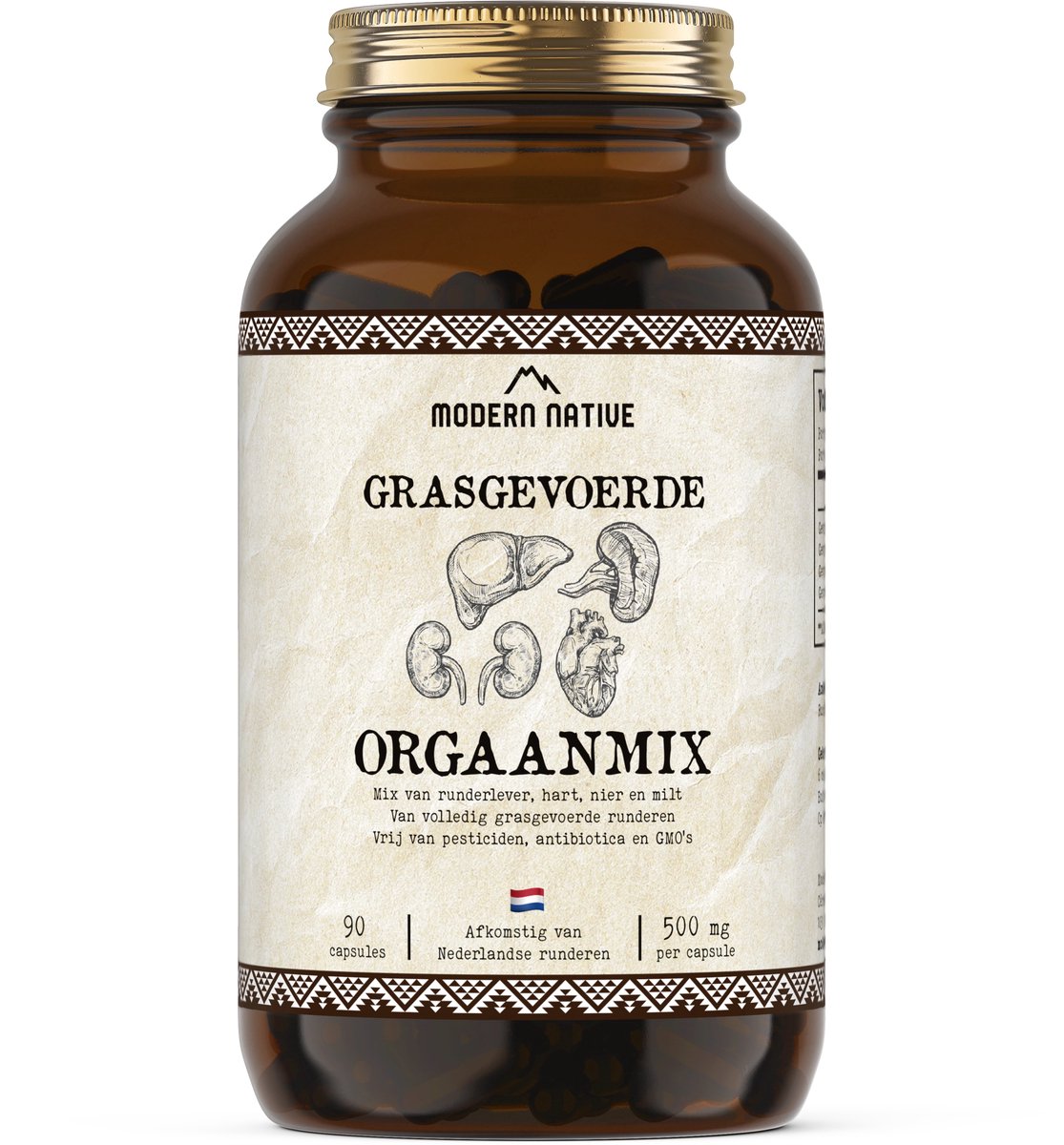 Modern Native Orgaanmix - Natuurlijke Multivitamine - 90 Capsules - Vitamine A, B12, Zink & IJzer