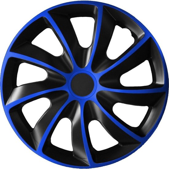 Wieldop met zwart en blauw spakendesign in 13 inch van slagvast ABS-kunststof.