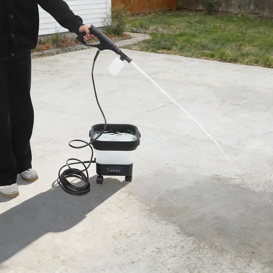 Draagbare Hogedrukreiniger - Accu Reiniger - Terras Reinigen - Met Waterreservoir - 13 Liter - Zwart Wit — afbeelding 2