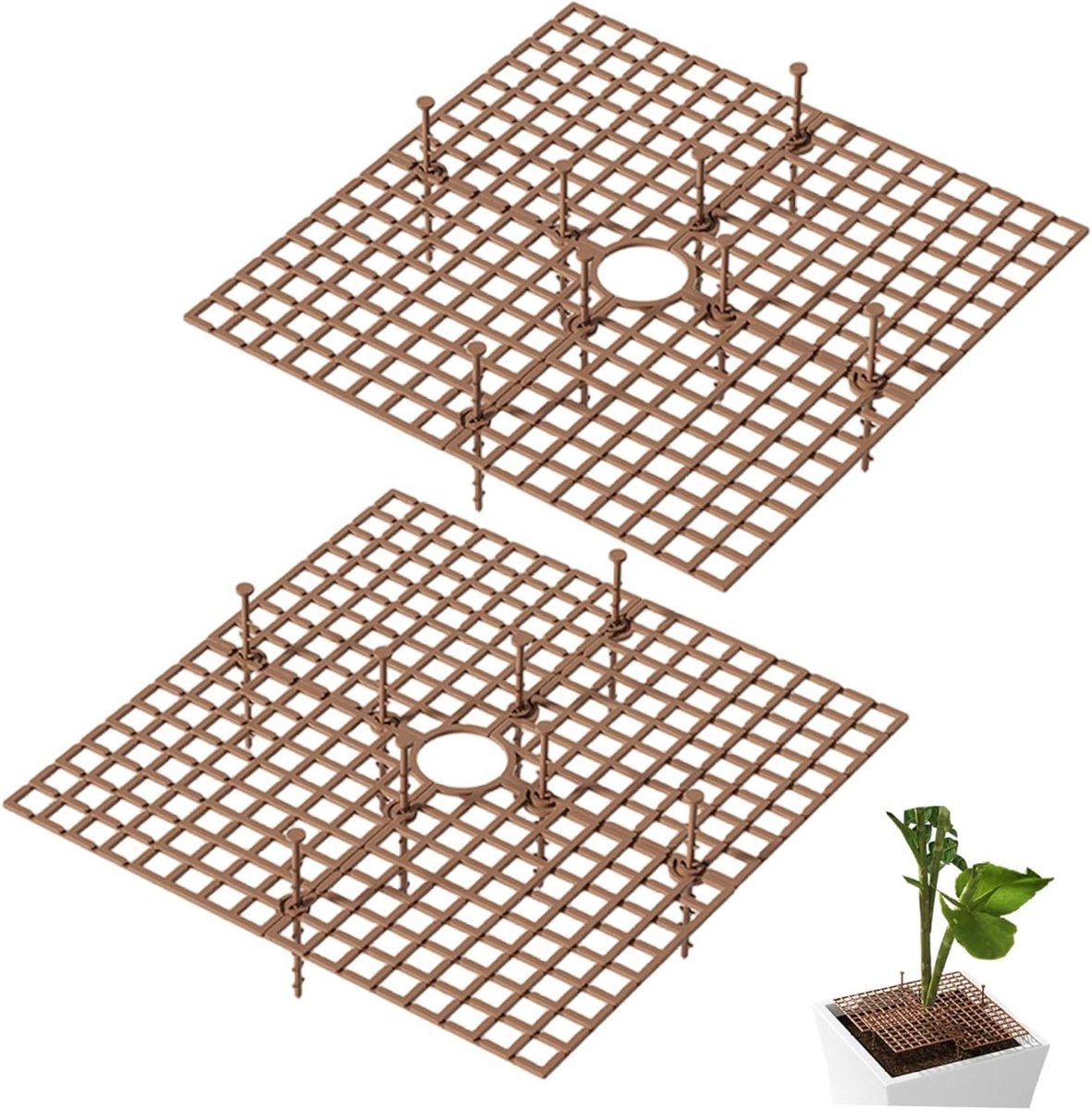 Plantenpot Afdekking - Plantenbeschermer Bodembedekker - Dieren Afschrikken - Snijdbaar Ontwerp - 30.5 cm Vierkant - Koffie