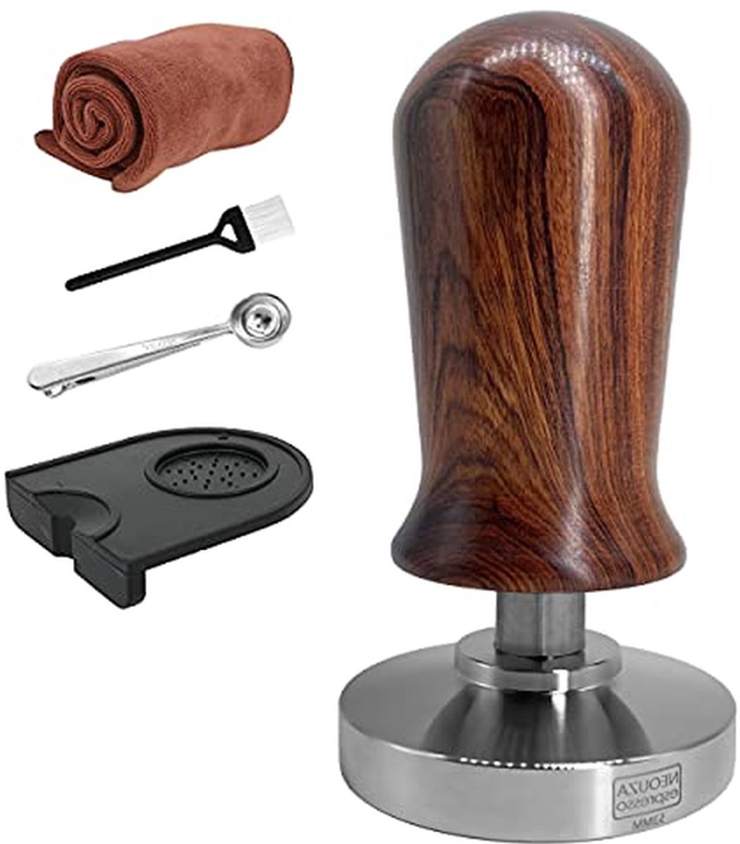 Espresso Tamper Koffie Presser Espresso Bereiden Gekalibreerde Druk 53 mm Zilver