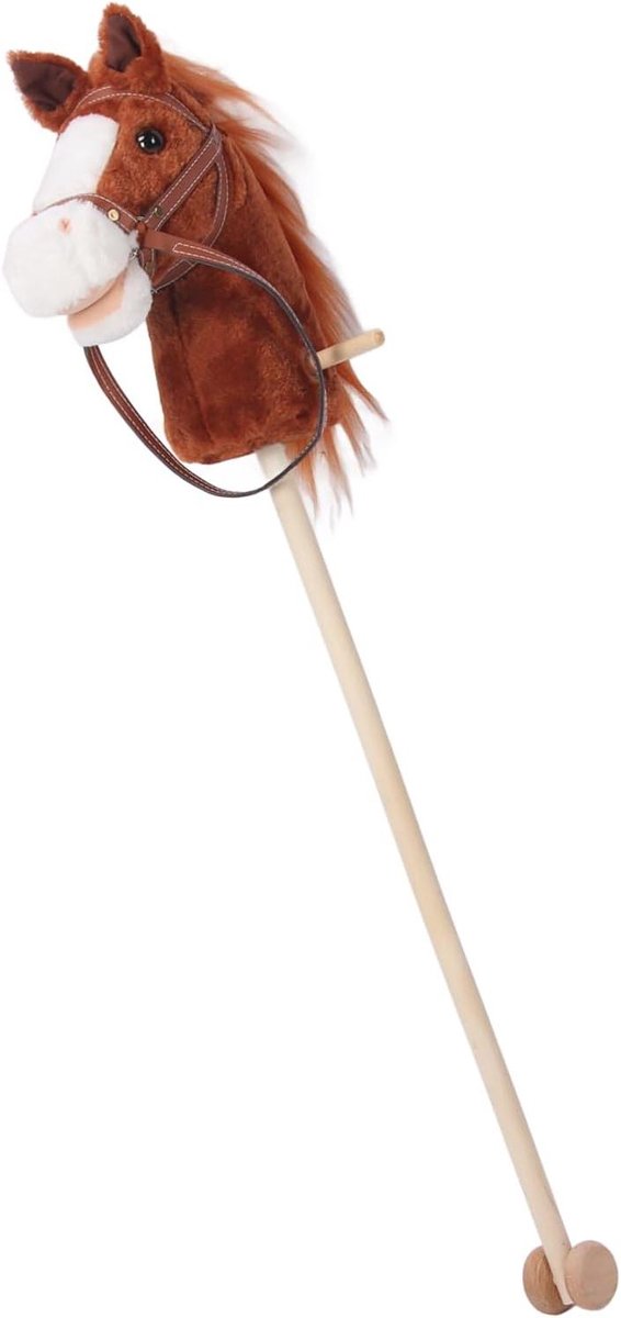 Hobby Paard - Stokpaardje Speelgoed - Kinderen Spelen - Zachte Pluche Knuffel - 100 cm - Koffie