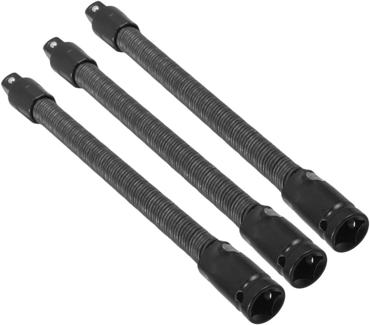 Flexibele Dopverlengstuk Set - Verlengstuk Dop - Ratel Verlengstuk - Moeilijk Bereikbare Bouten - Universele Flexibele Schacht - 3 Stuks - Zwart