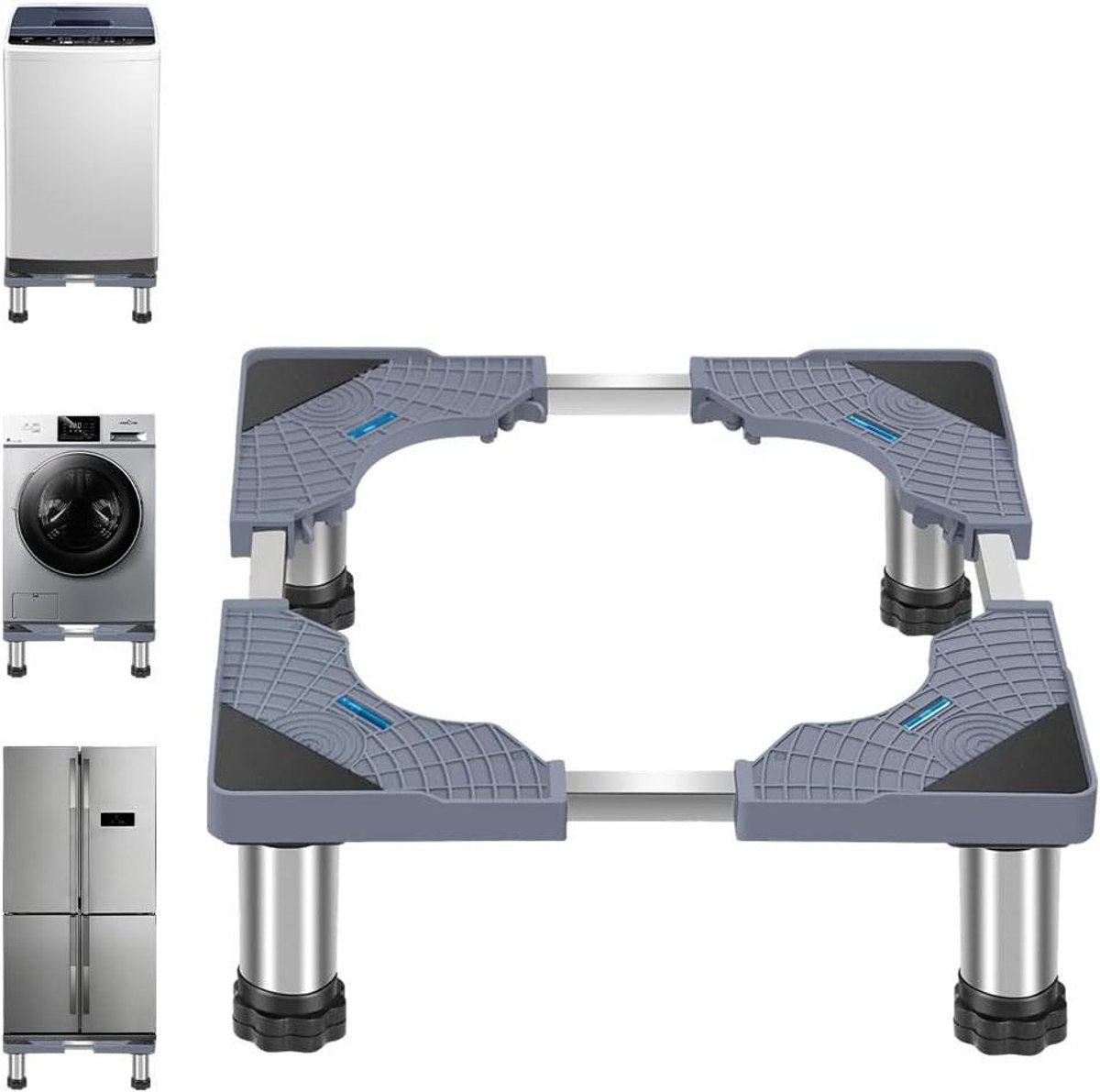Onderstel voor Wasemachine - Onderstel Wasmachine - Huishoudelijke Apparaten - Verstelbaar RVS Frame - 40-65 cm - Zilver
